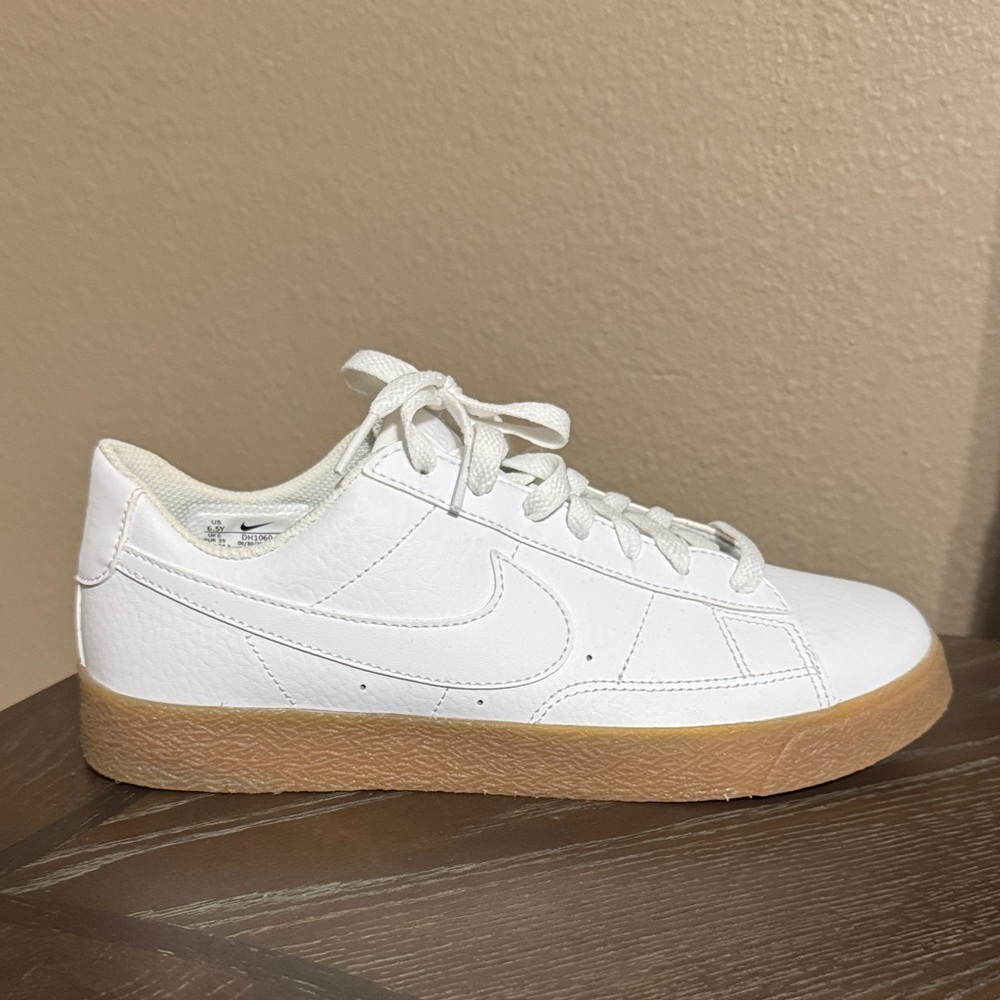 Nike Kids White Sneakers with Tan Sole